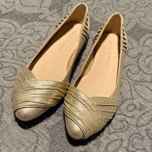 Never worn! 7.5 Kelly & Katie Shimmering Gold Flats